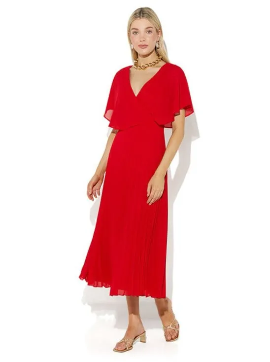 Solana Red Pleated Dress