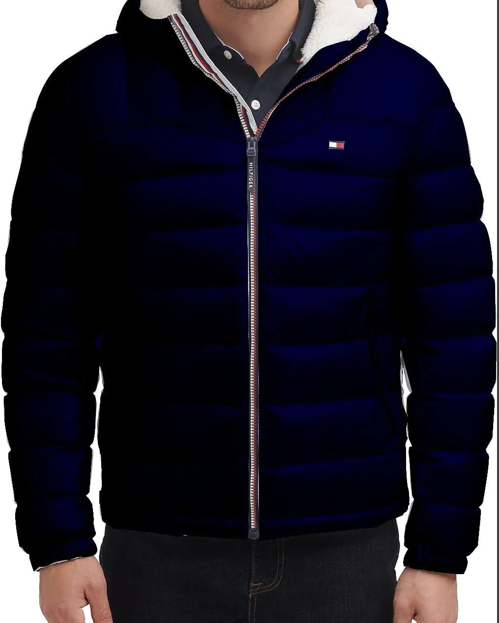 tommy Hilfiger Men's Midweight Sherpa Lined Hooded Water Resistant Puffer Jacket