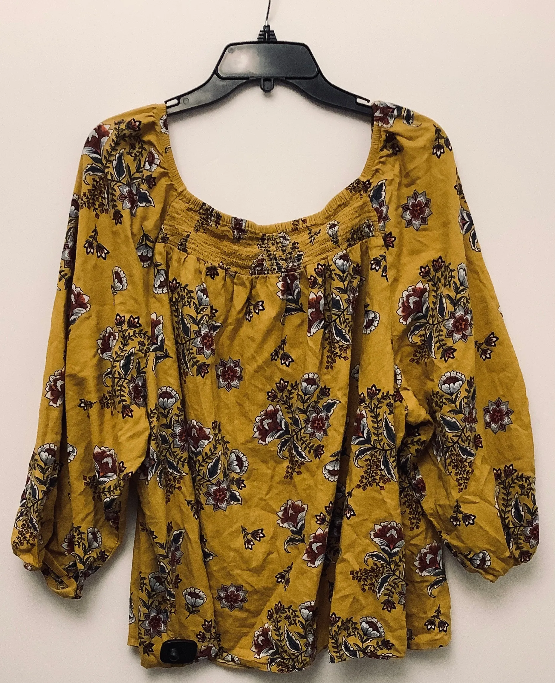 Top Long Sleeve By St Johns Bay In Yellow, Size: 3x