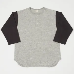 Warehouse & Co 4058 Baseball Henley - Heather Grey/Ash