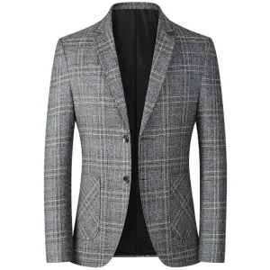 West Louis™ Business Casual Single-Breasted Plaid Blazer