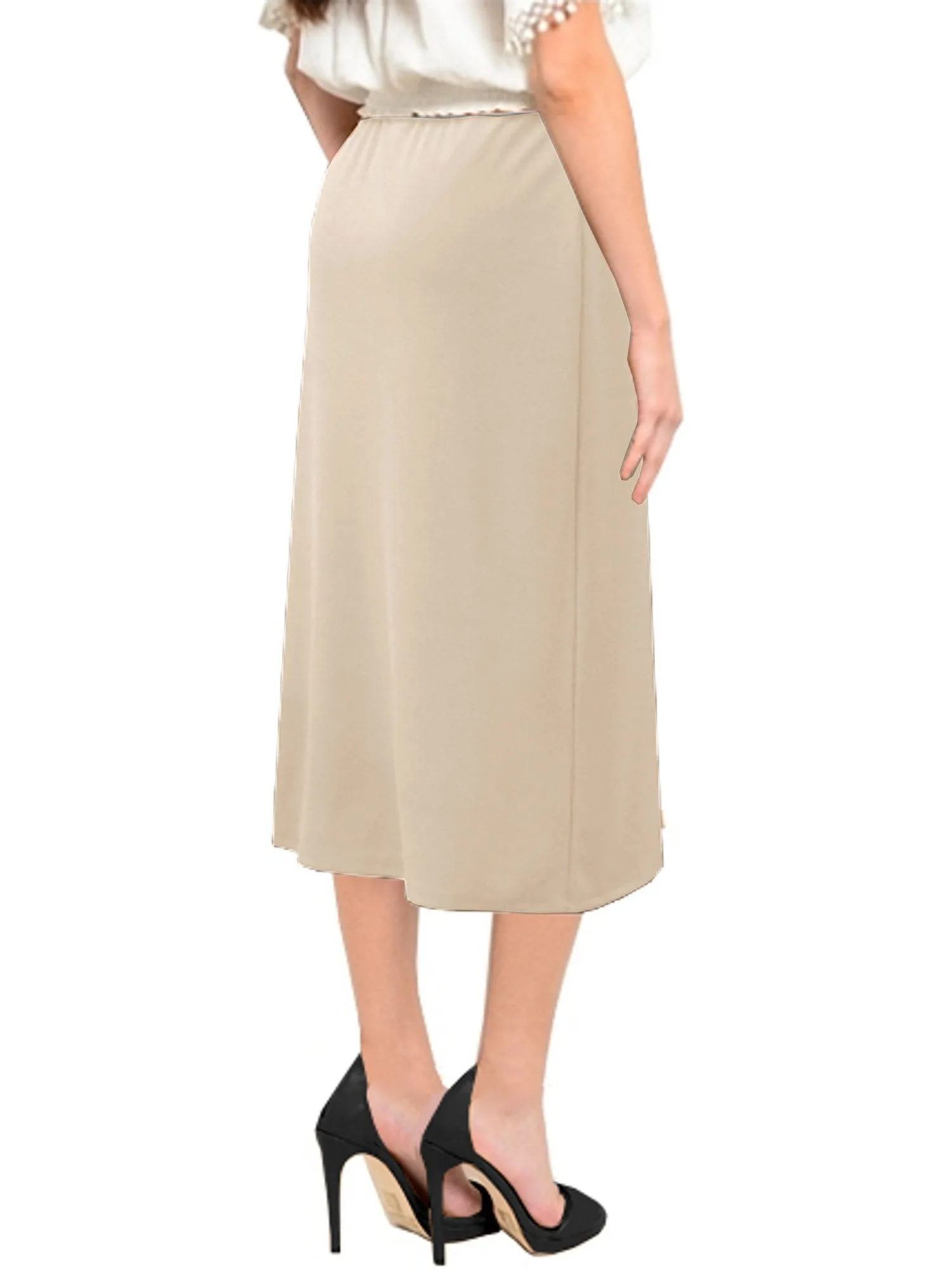 Women's Basic Modest 26" Below the Knee Length Stretch Knit Straight Skirt