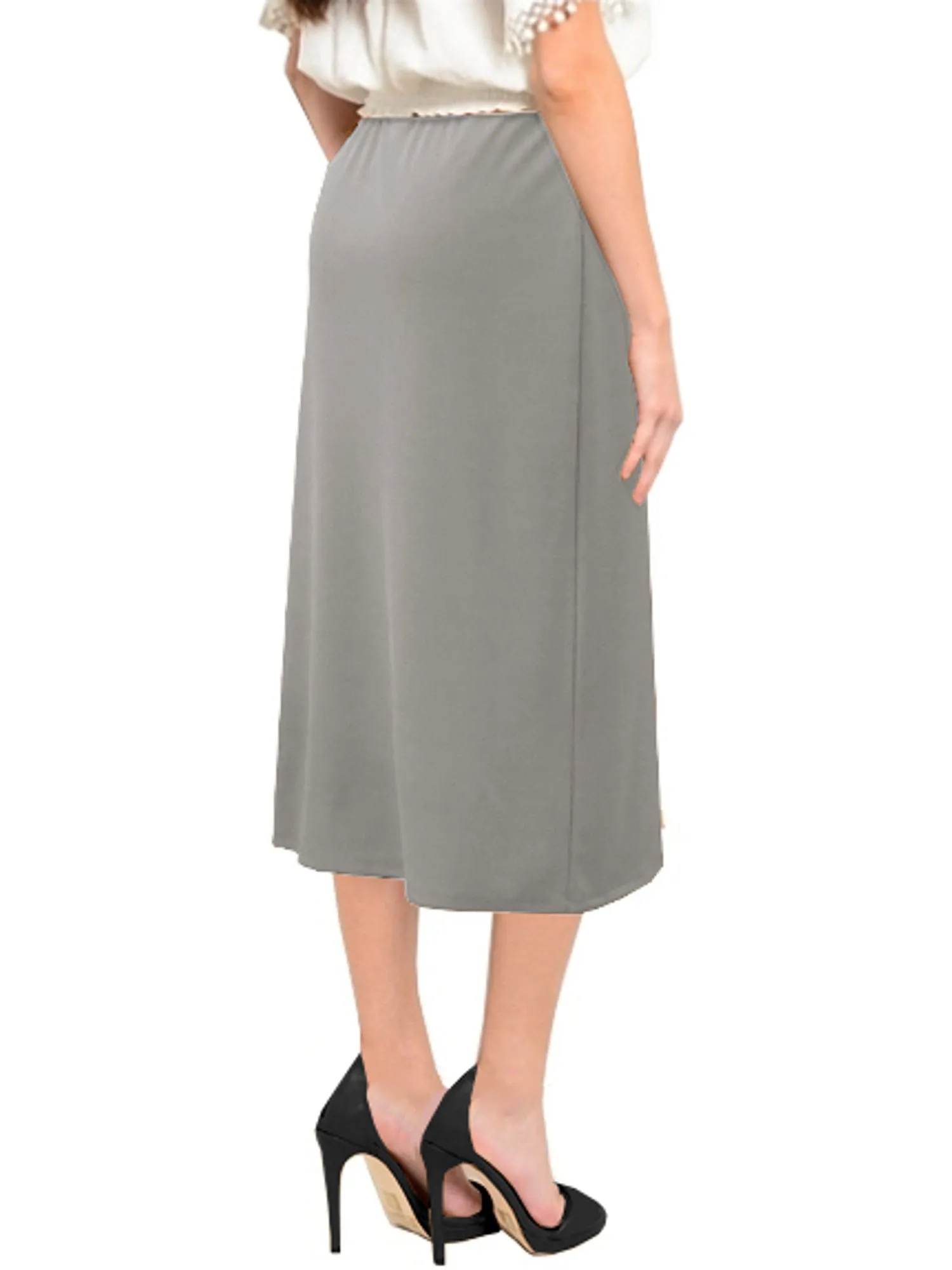 Women's Basic Modest 26" Below the Knee Length Stretch Knit Straight Skirt