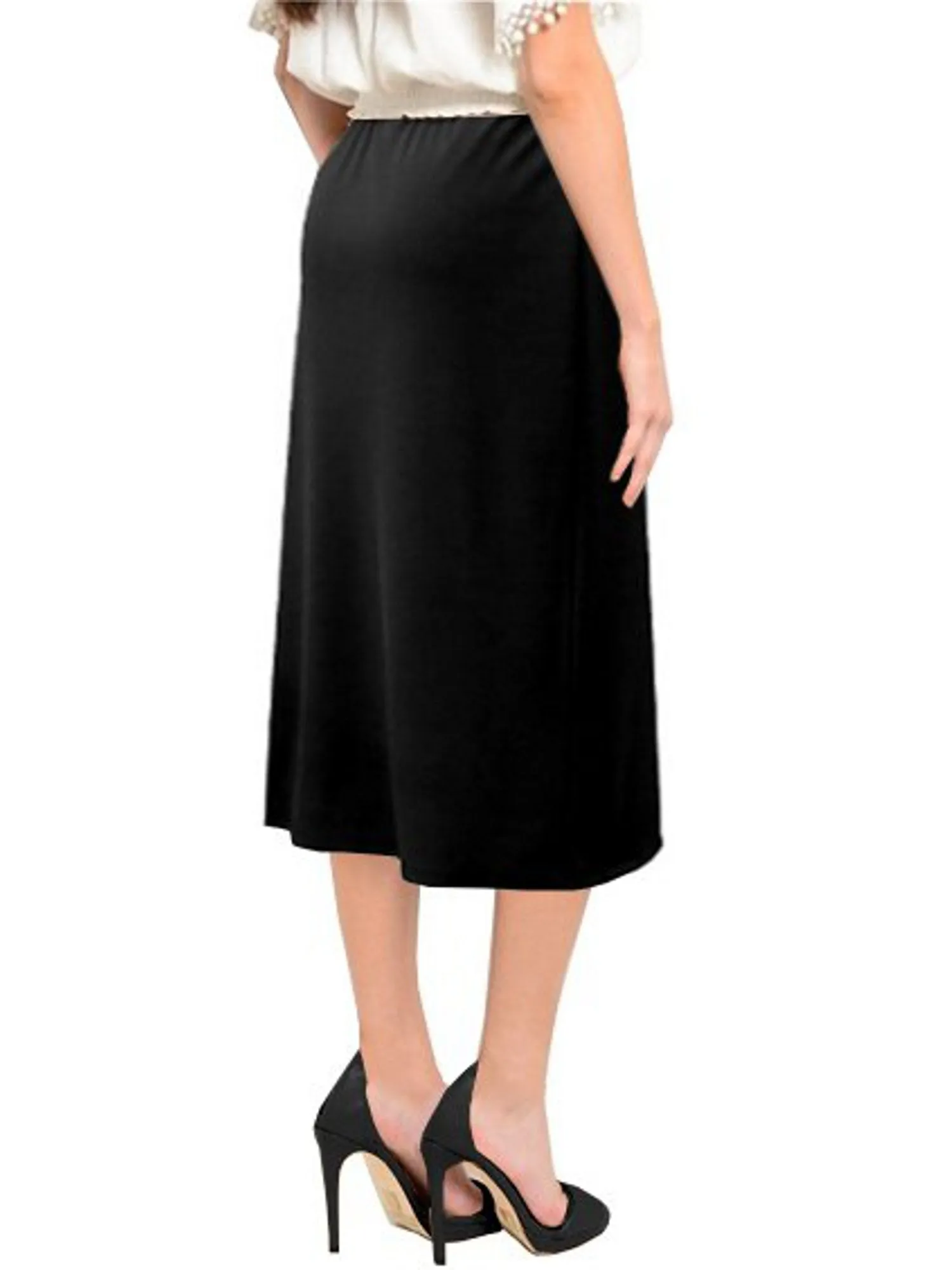 Women's Basic Modest 26" Below the Knee Length Stretch Knit Straight Skirt