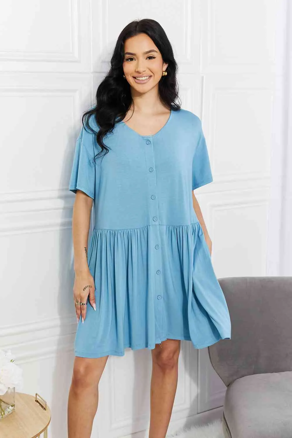 Women's Yelete Full Size Oh Sweet Spring Button Up Flare Dress